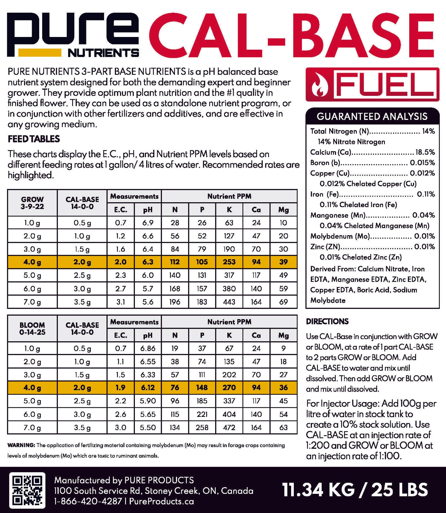 PURE FUEL® Line - CAL BASE Formula 25LB